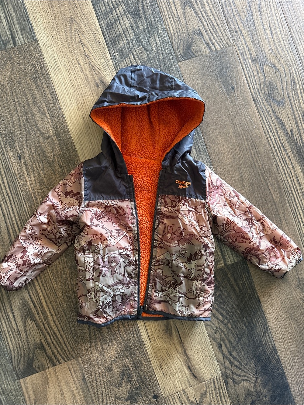 OshKosh B'gosh Brown Patterned Jacket with Orange Sherpa Lining